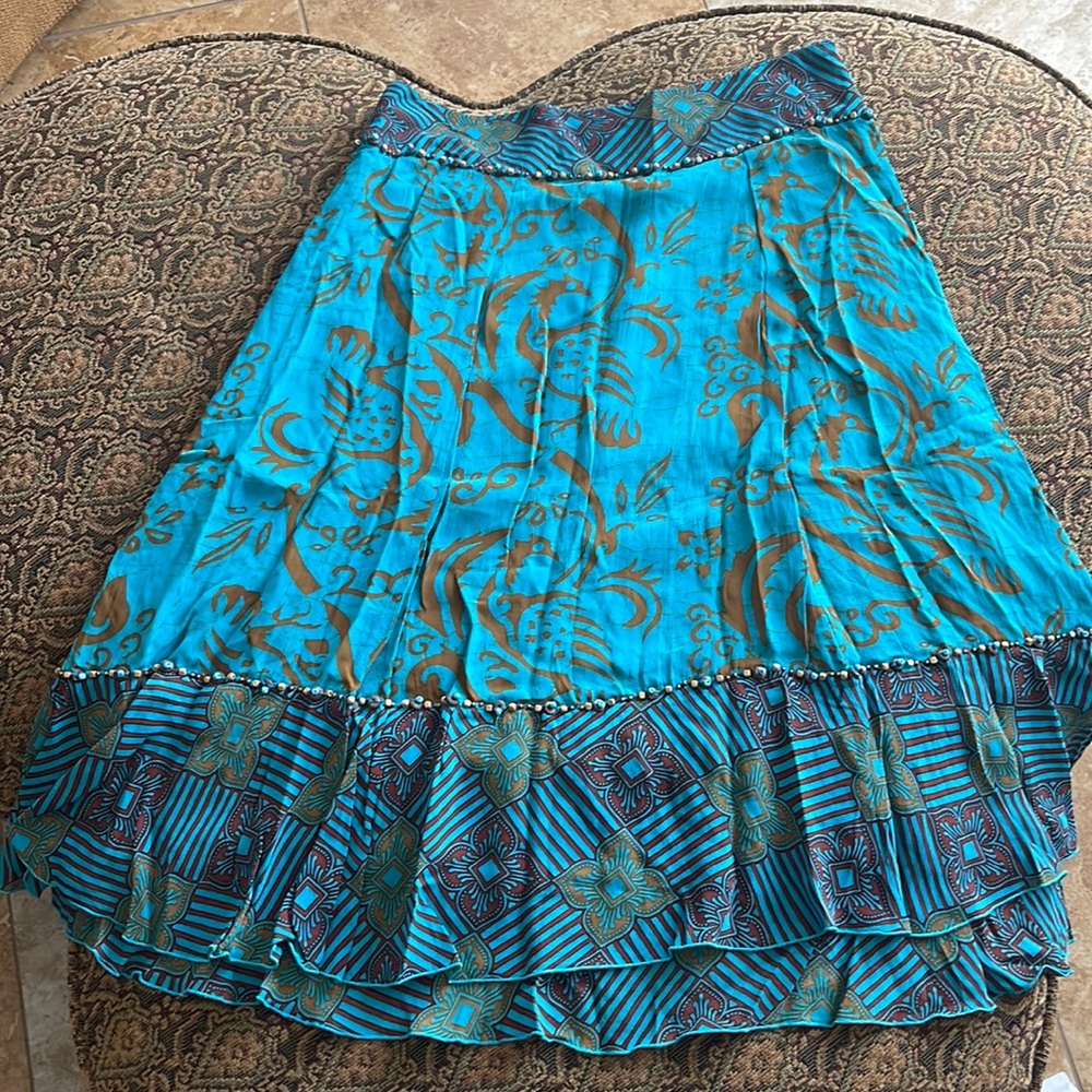 Indonesian Turquoise beaded skirt size small